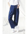 PANTALÓ AMPLE AMB PLECS DENIM