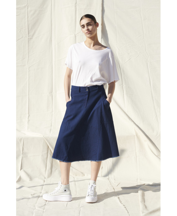 DENIM SKIRT WITH IRREGULAR SEAMS