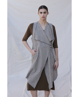 ECRU LONG STRIPED WAISTCOAT