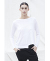 WHITE T-SHIRT WITH IRREGULAR SEAMS AND HEM