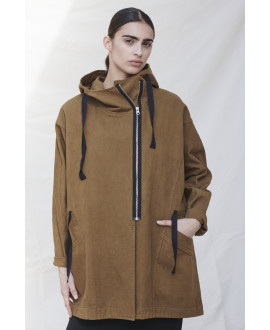 RECYCLED COTTON TWILL PARKA IN TOASTED