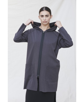PARKA LIGERA CON CREMALLERA Y CAPUCHA MALVA