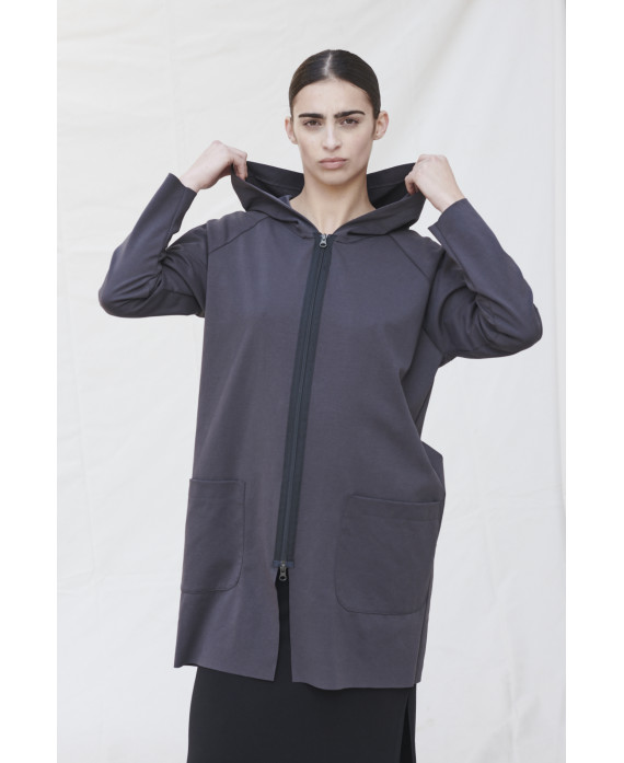 MAUVE LIGHTWEIGHT PARKA WITH ZIPPER AND HOOD