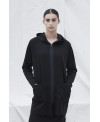 BLACK LIGHTWEIGHT PARKA WITH ZIPPER AND HOOD