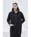 BLACK LIGHTWEIGHT PARKA WITH ZIPPER AND HOOD