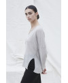 KNITTED LINEN SWEATER WITH A V-NECK