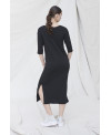 ELASTIC V-NECK DRESS BLACK