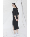 ELASTIC V-NECK DRESS BLACK