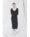 ELASTIC V-NECK DRESS BLACK