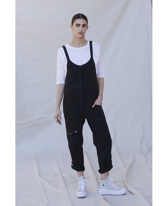 BLACK ICONIC POPLIN JUMPSUIT