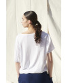 White combined fabrics T-shirt