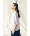 White combined fabrics T-shirt