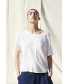 White combined fabrics T-shirt