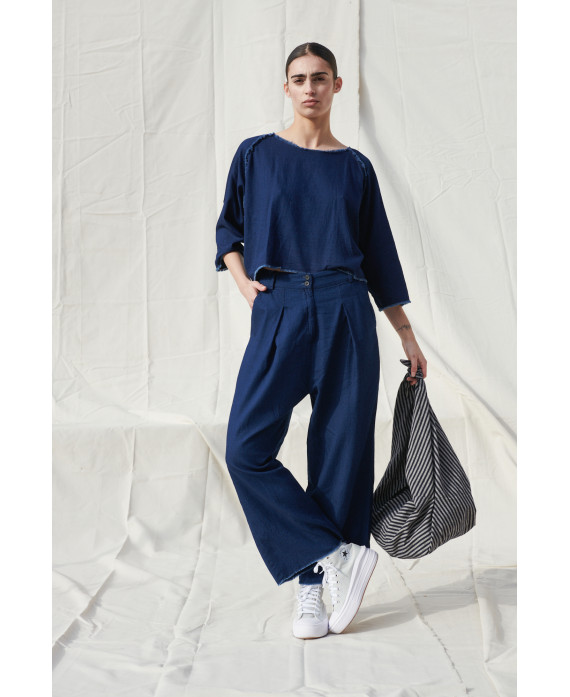 WIDE LEG TROUSERS IN DENIM