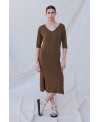 TOASTED ELASTIC V-NECK DRESS