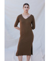 TOASTED ELASTIC V-NECK DRESS