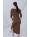 TOASTED ELASTIC V-NECK DRESS