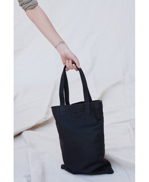 Leather tote bag BLACK