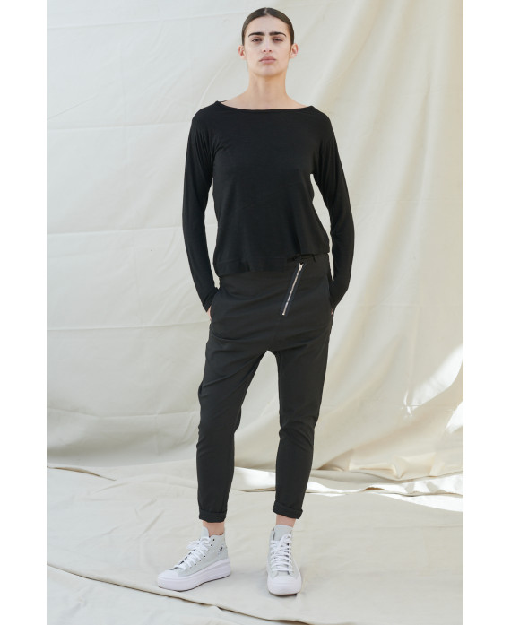 DISPLACED ZIPPER TROUSERS BLACK