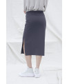 ELASTIC MIDI SKIRT IN MAUVE