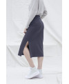 ELASTIC MIDI SKIRT IN MAUVE