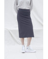 ELASTIC MIDI SKIRT IN MAUVE