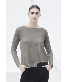 SALVIA T-SHIRT WITH IRREGULAR SEAMS AND HEM