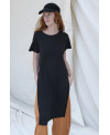 ELASTIC V-NECK DRESS BLACK