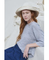 BLUSA DE LINO CUELLO BARCA RAYAS AZUL