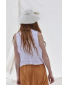PLUSH HIGH COLLAR VEST IN STONE