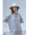 KNITTED LINEN SWEATER WITH A V-NECK