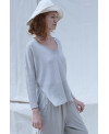 KNITTED LINEN SWEATER WITH A V-NECK