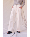 PANTALÓN PLIEGUES CENTRALES DE ALGODÓN RECICLADO CRUDO