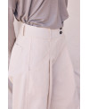 PANTALÓN PLIEGUES CENTRALES DE ALGODÓN RECICLADO CRUDO