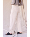ECRU RECYCLED COTTON TROUSERS WITH CENTRAL PLEATS