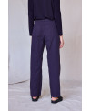 PURPLE RECYCLED COTTON TROUSERS WITH CENTRAL PLEATS