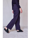 PANTALÓN PLIEGUES CENTRALES DE ALGODÓN RECICLADO MORADO