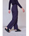 PANTALÓN PLIEGUES CENTRALES DE ALGODÓN RECICLADO MORADO