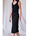 FALDA MIDI TEJIDO ELÁSTICO NEGRO