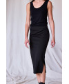 FALDA MIDI TEJIDO ELÁSTICO NEGRO