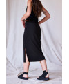 FALDA MIDI TEJIDO ELÁSTICO NEGRO