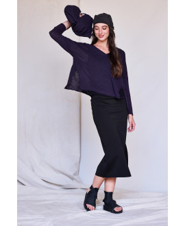 FALDA MIDI TEJIDO ELÁSTICO NEGRO