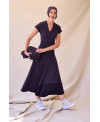 PURPLE ASYMMETRIC RIBBED DRESS