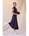 PURPLE ASYMMETRIC RIBBED DRESS