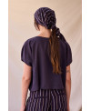 PURPLE FLOWY LYOCELL TOP WITH SHORT SLEEVES