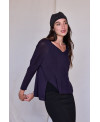 JERSEY DE PUNTO DE LINO Y ESCOTE DE PICO MORADO