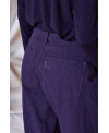 PANTALÓN PLIEGUES CENTRALES DE ALGODÓN RECICLADO MORADO