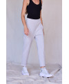 PANTALÓ RECTE DE TEIXIT ELÀSTIC EN GRIS CLAR