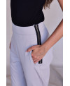 PANTALÓ RECTE DE TEIXIT ELÀSTIC EN GRIS CLAR