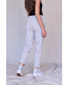 PANTALÓ RECTE DE TEIXIT ELÀSTIC EN GRIS CLAR